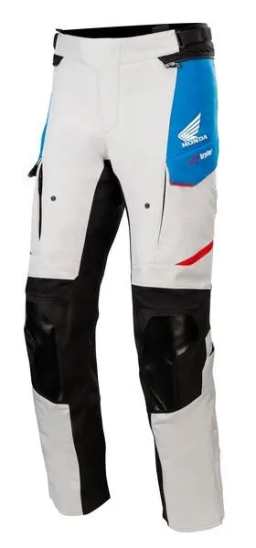 Alpinestars Andes Drystar Honda světle šedo-černo-modro-červené pánské motocyklové kalhoty