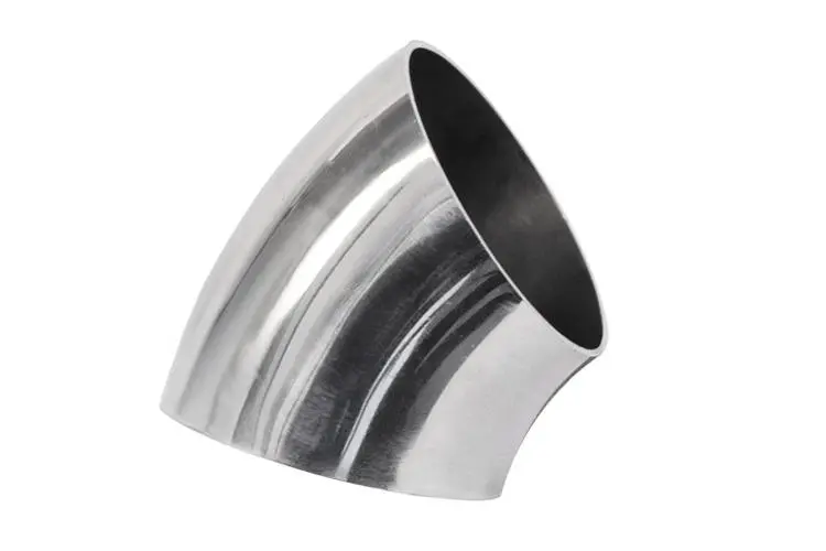 Univerzální nerezové koleno 45st. 76mm, tloušťka 1,5mm leštěné