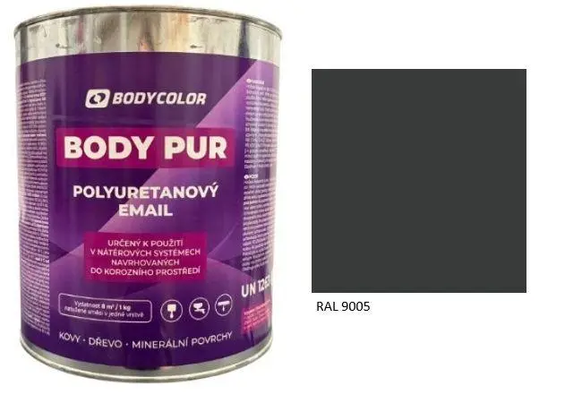 Polyuretanová barva 4:1 polomatná RAL 9005 sytě černá, 0,75 l BODY COLOR PRM1325