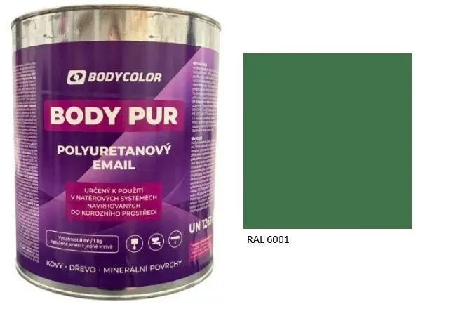 Polyuretanová barva 4:1 polomatná RAL 6001 smaragdově zelená, 4,5 l BODY COLOR PRM1613