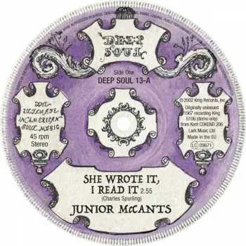 SP Junior McCants: She Wrote It, I Read It / Fall In These Arms Of Mine