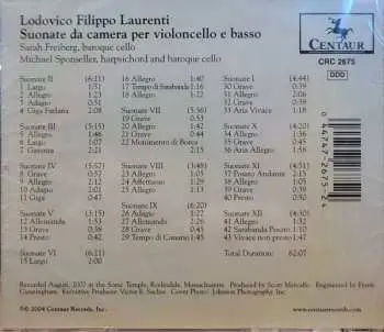 CD Lodovico Filippo Laurenti: Suonate da camera per violoncello e basso