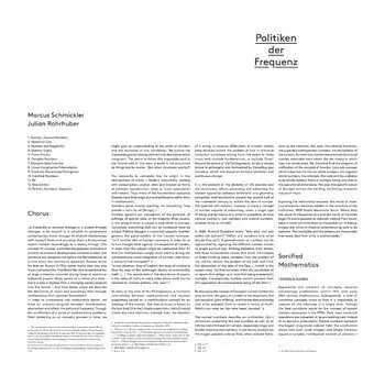 CD Marcus Schmickler: Politiken Der Frequenz LTD
