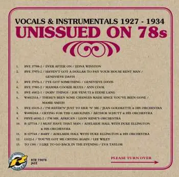 CD Various: Unissued On 78s: Vocals & Instrumentals 1927 - 1934