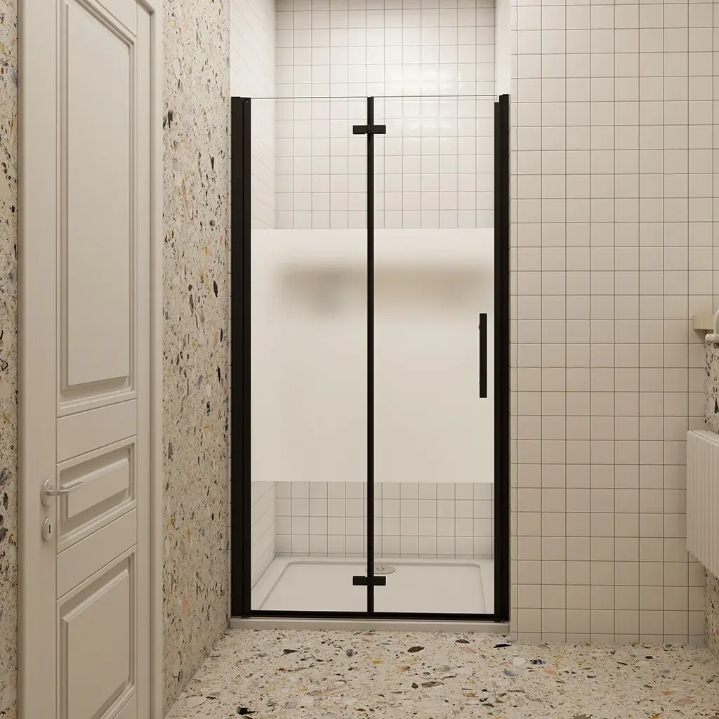 H K Sprchové dveře MELODY BLACK LINE B8 70 zalamovací, 70–72 × 195 SE-MBLINEB870SET