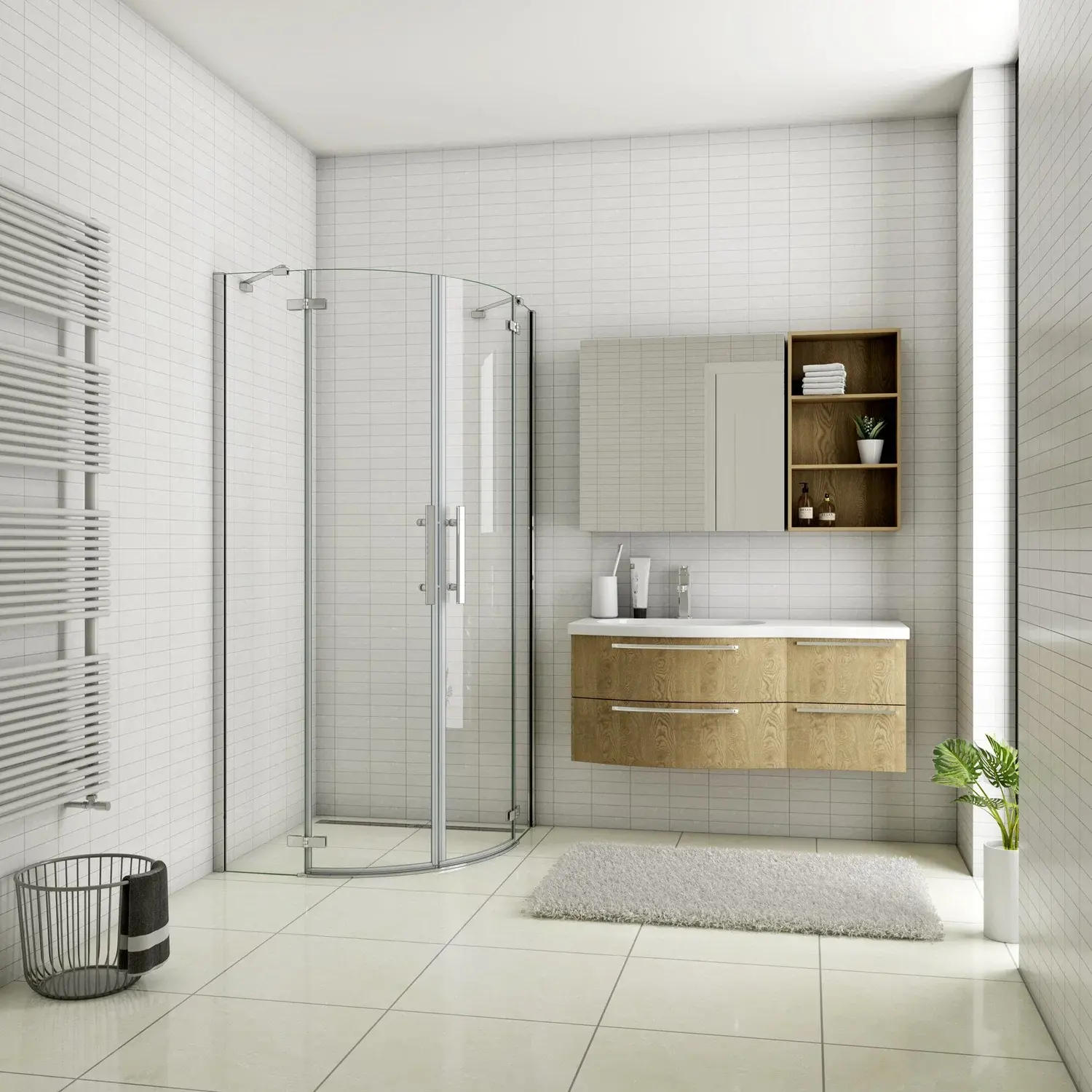 Čtvrtkruhový sprchový kout MELODY S2 80x80 cm s dvoukřídlými dveřmi, chrom, včetně sprchové vaničky z litého mramoru