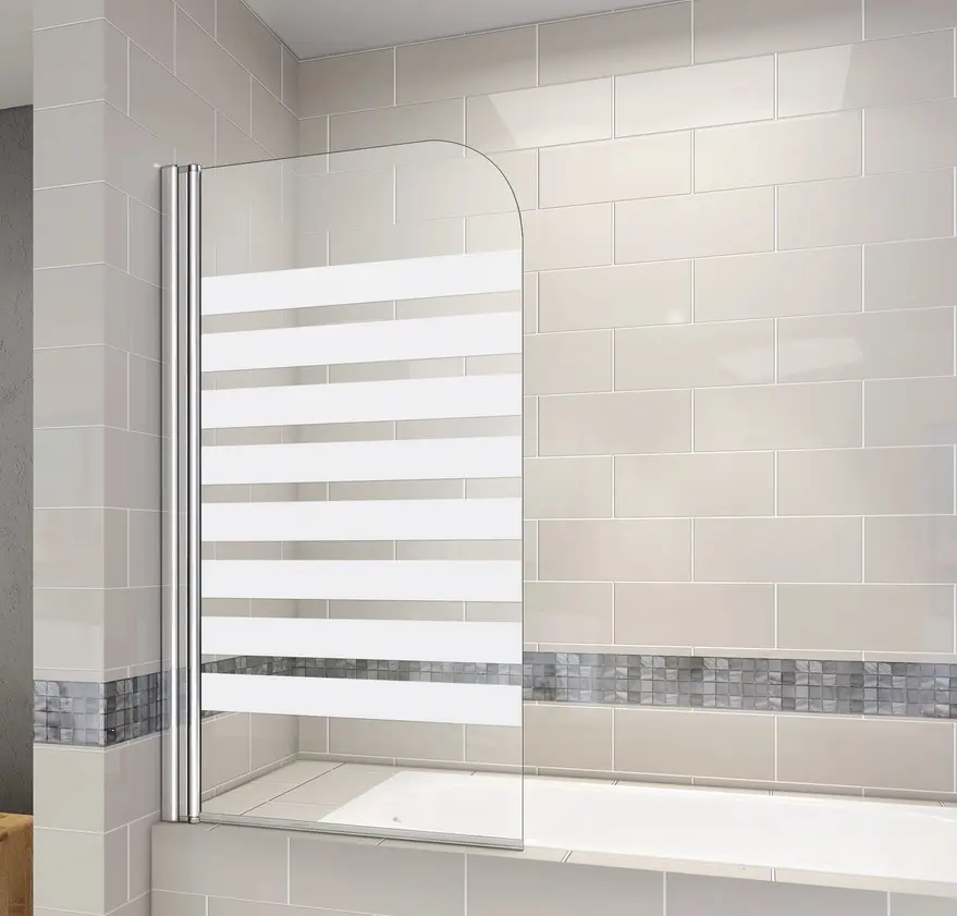 Vanová zástěna S1 STRIPE 80x140 - jednodílná sklopná, čiré sklo se vzorem