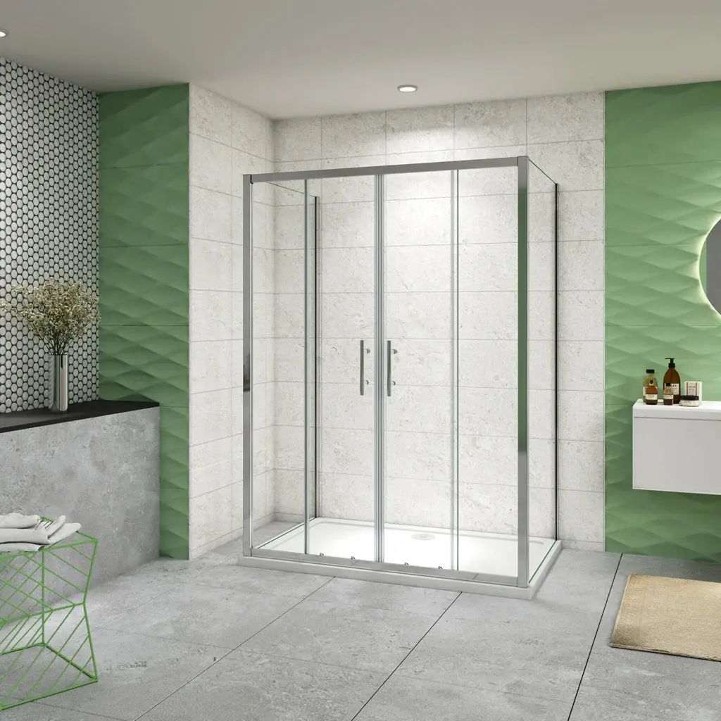 H K Sprchový kout do U SYMPHONY D4 120 × 90 × 90 s posuvnými dveřmi – chrom SE-SYMPD41209090