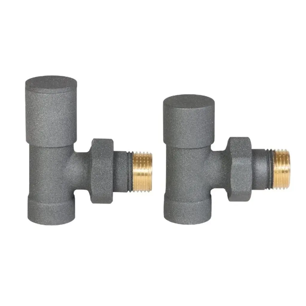 Připojovací sada radiátorových ventilů - ruční - rohová - 1/2"/1/2"- šedá matná