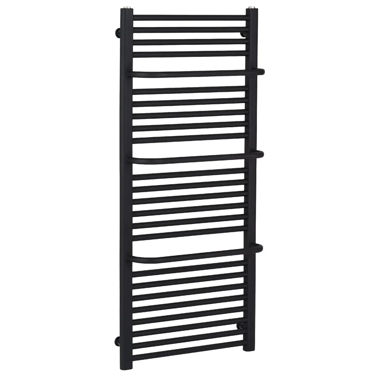 Koupelnový radiátor Antonio - integrované držáky na ručníky - boční připojení - 857 W - černá matná - 1460x550 mm