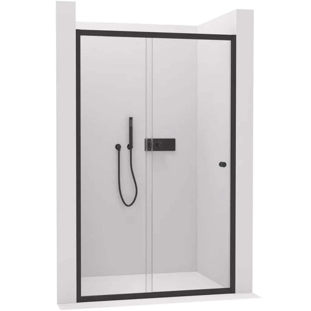 Sprchové posuvné dveře Varone POINT L/P - 6 mm - černá matná, transparentní sklo - 140x195 cm