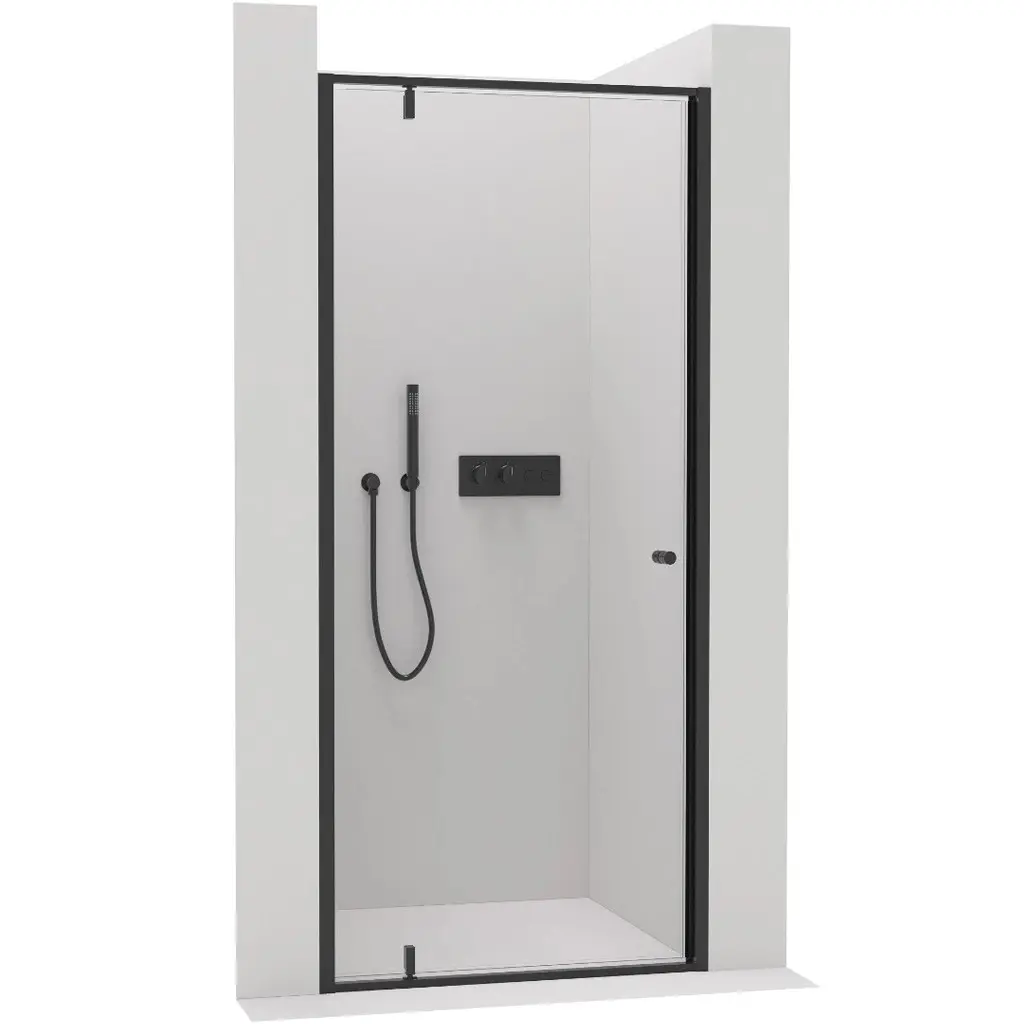 Sprchové pivotové dveře Ferri L/P - 6 mm - černá matná, transparentní sklo - 90x195 cm