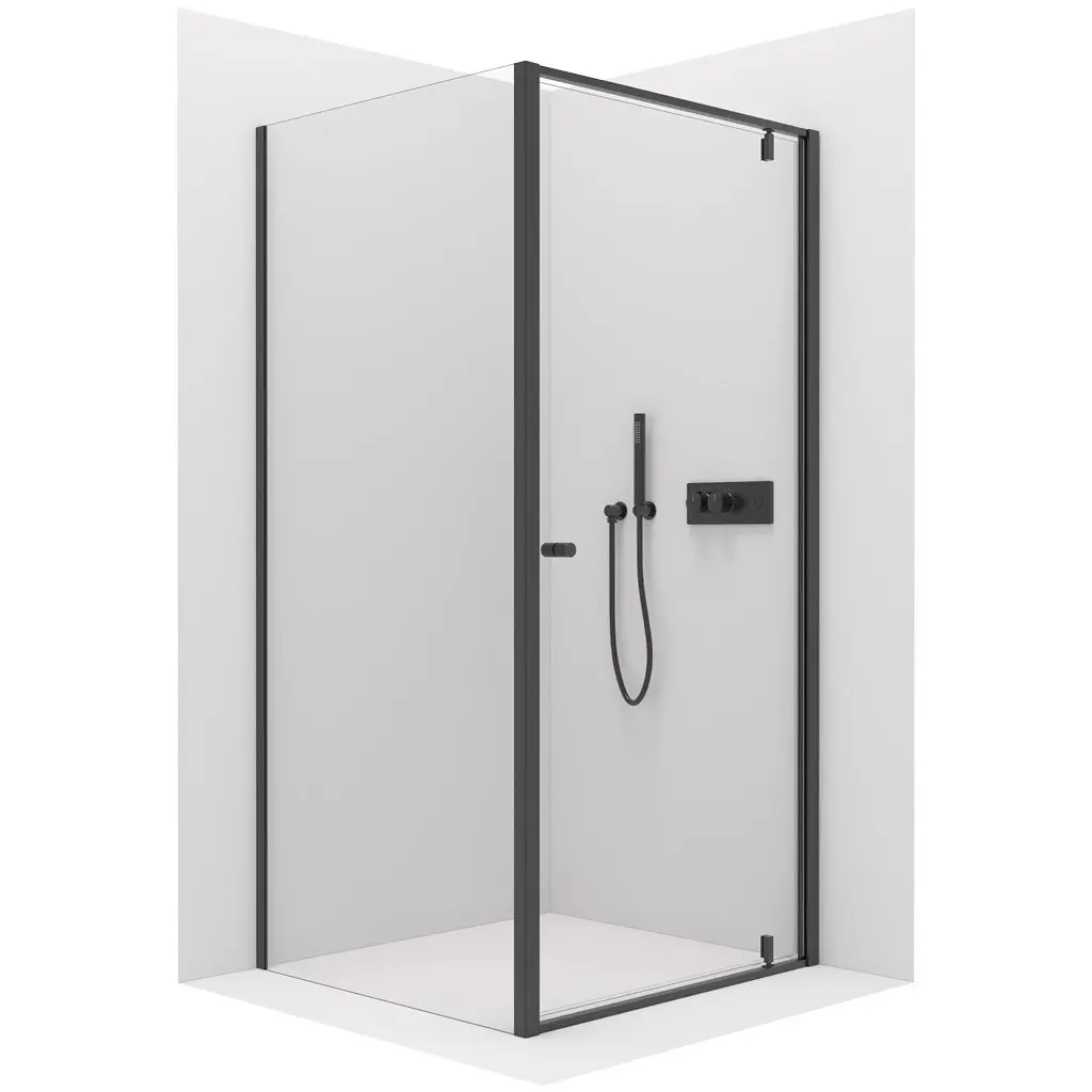 CERANO Sprchový kout Ferri L/P 6 mm černá matná, transparentní sklo 100x100x195 pivotový CER-427495