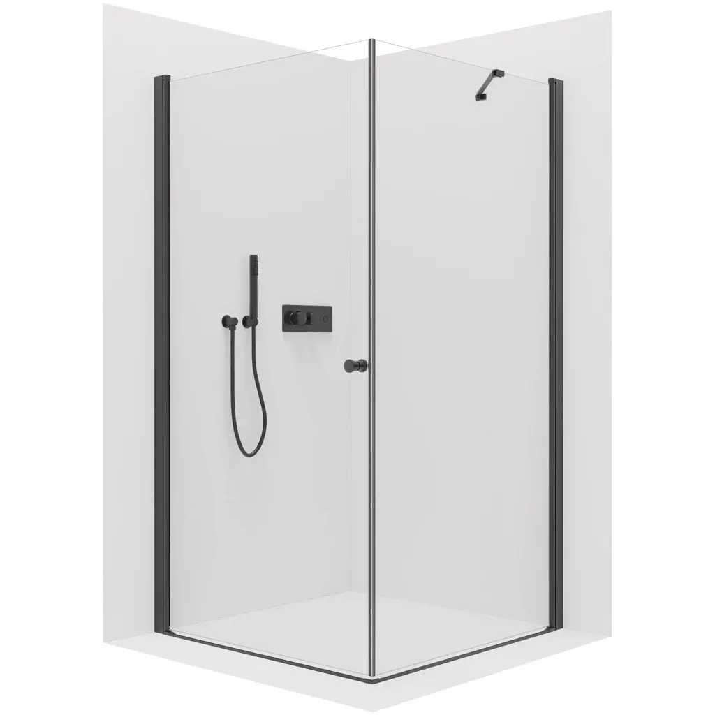 Sprchový kout Antelo L/P - 6 mm - černá matná, transparentní sklo - 100x100x190 cm - otočný
