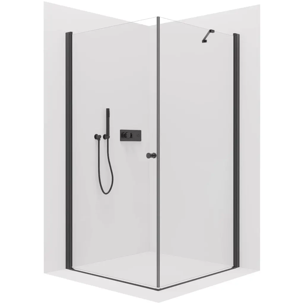 Sprchový kout Antelo L/P - 6 mm - černá matná, transparentní sklo - 80x30x190 cm - otočný
