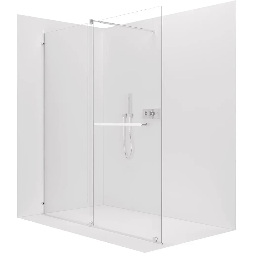 Sprchová zástěna Walk-in Medin L/P - 8 mm - chrom, transparentní sklo - 160x195 cm - dvoudílná posuvná