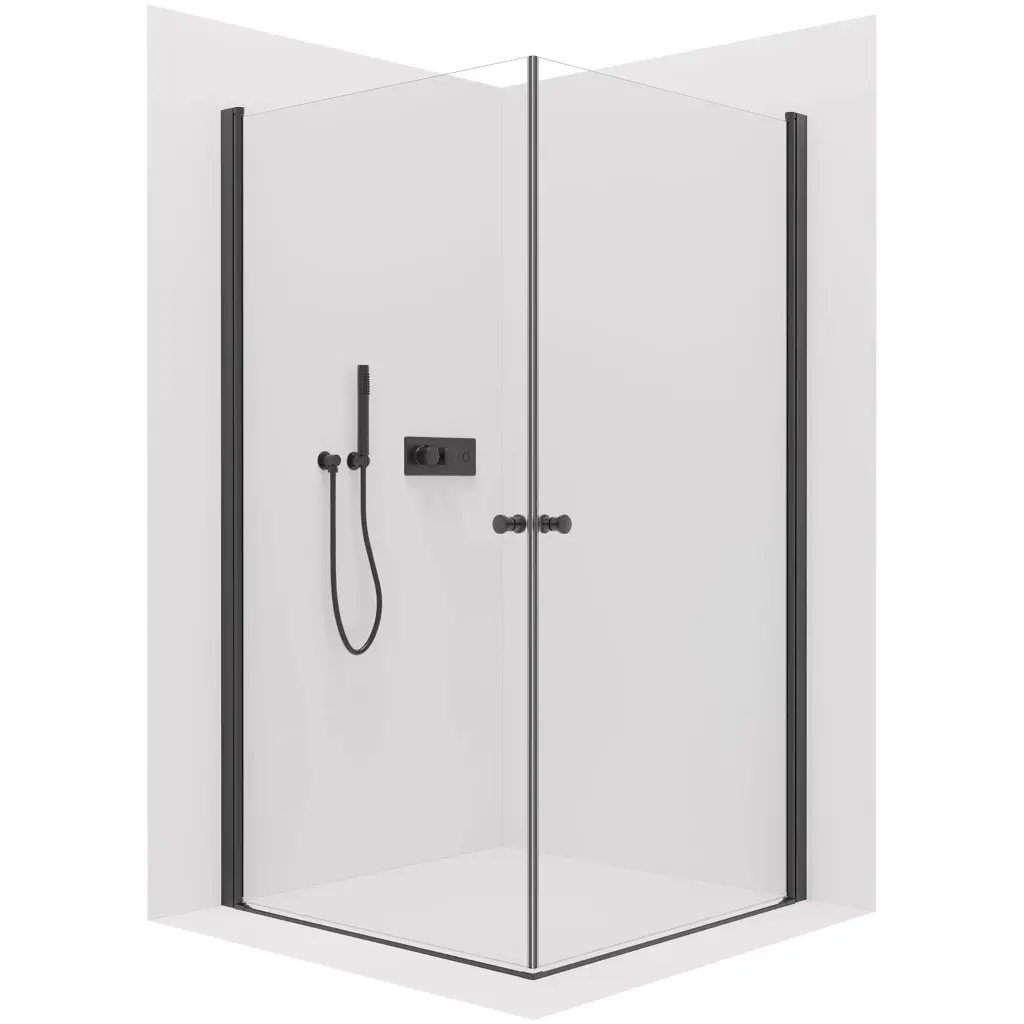 Sprchový kout Antelo Duo L/P - 6 mm - černá matná, transparentní sklo - 120x70x190 cm - otočný