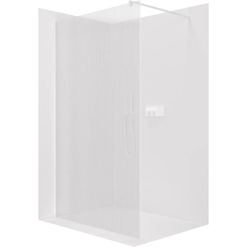 Sprchová zástěna Walk-in Onyx Round L/P - 8 mm - kulatá vzpěra - bílá matná, rýhované sklo - 90x200 cm