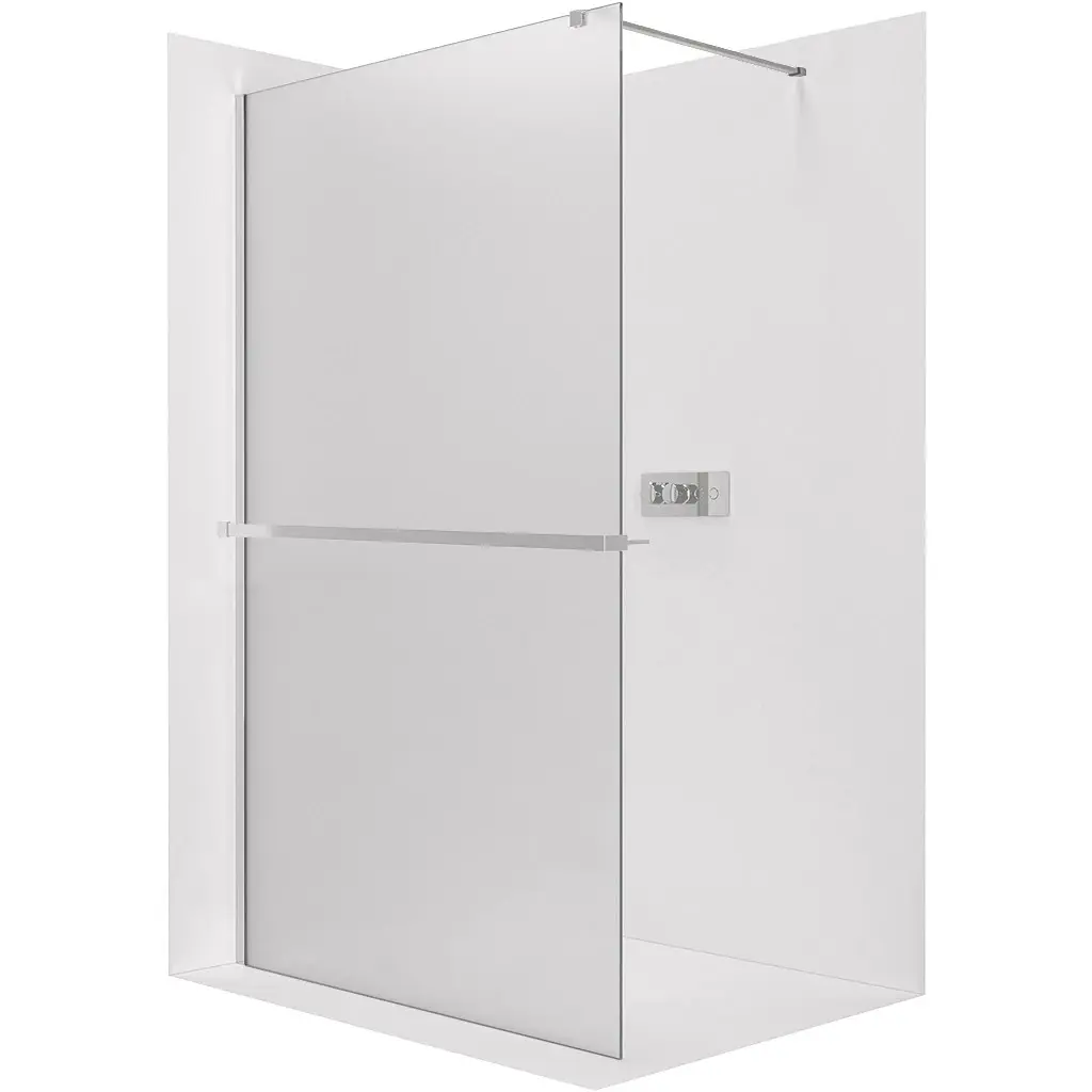 Sprchová zástěna Walk-in Onyx Cube L/P - 8 mm + polička/držák na ručníky - hranatá vzpěra - chrom, mléčné sklo - 80x200 cm