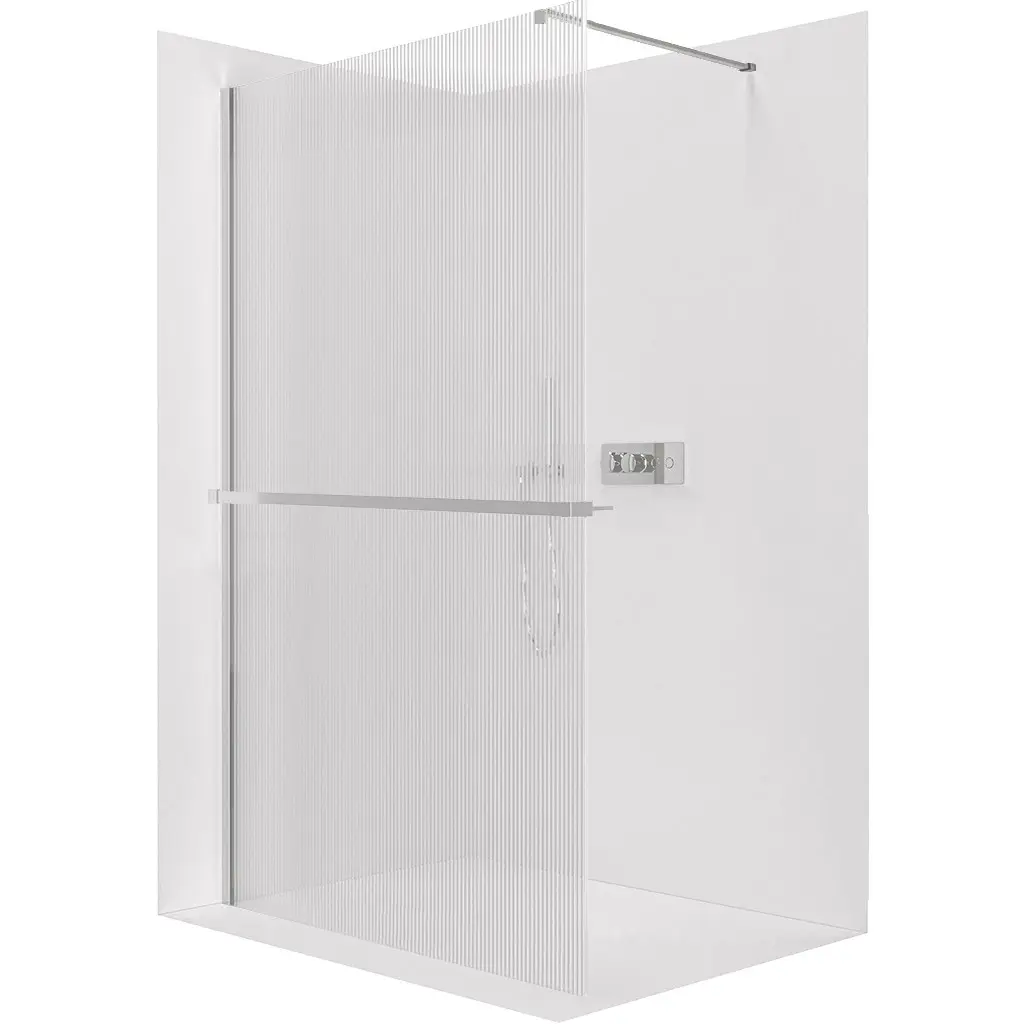 CERANO Sprchová zástěna Walk-in Onyx Cube L/P 8 mm + polička/držák na ručníky hranatá vzpěra chrom, rýhované sklo 150x200 CER-8050BD665