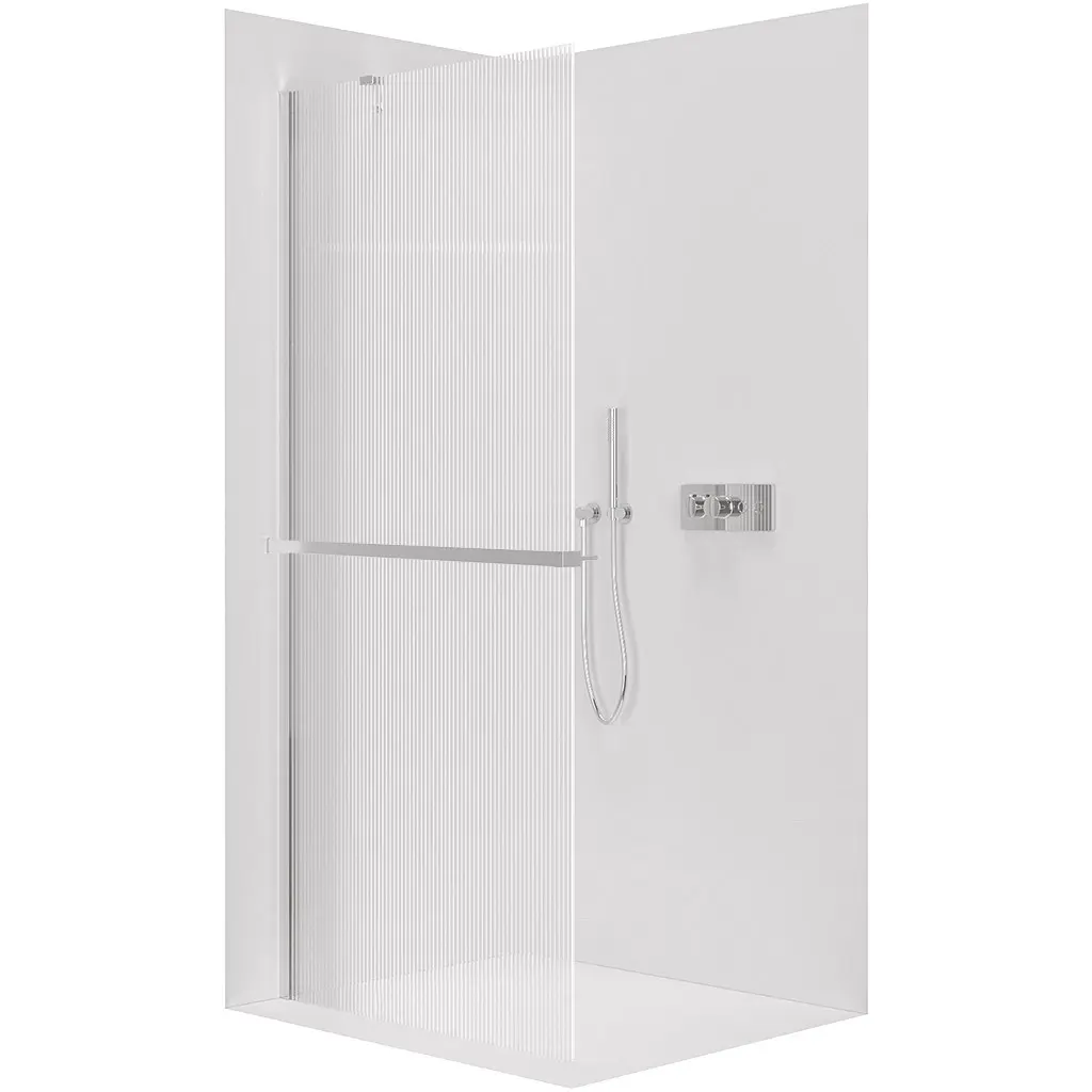CERANO Sprchová zástěna Walk-in Onyx Y L/P 8 mm + polička/držák na ručníky chrom, rýhované sklo 120x200 CER-8050BD1310