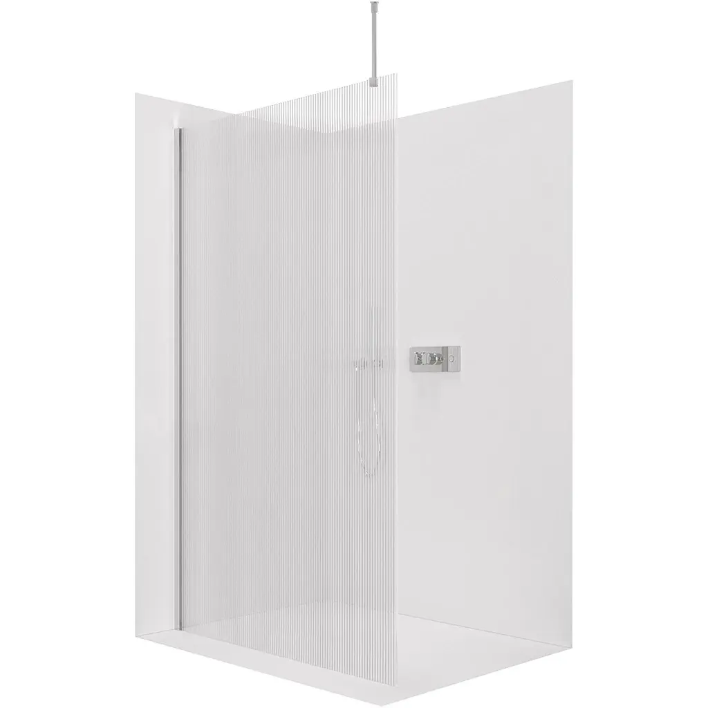 Sprchová zástěna Walk-in Onyx Top Round L/P - 8 mm - kulatá vzpěra - chrom, rýhované sklo - 90x200 cm