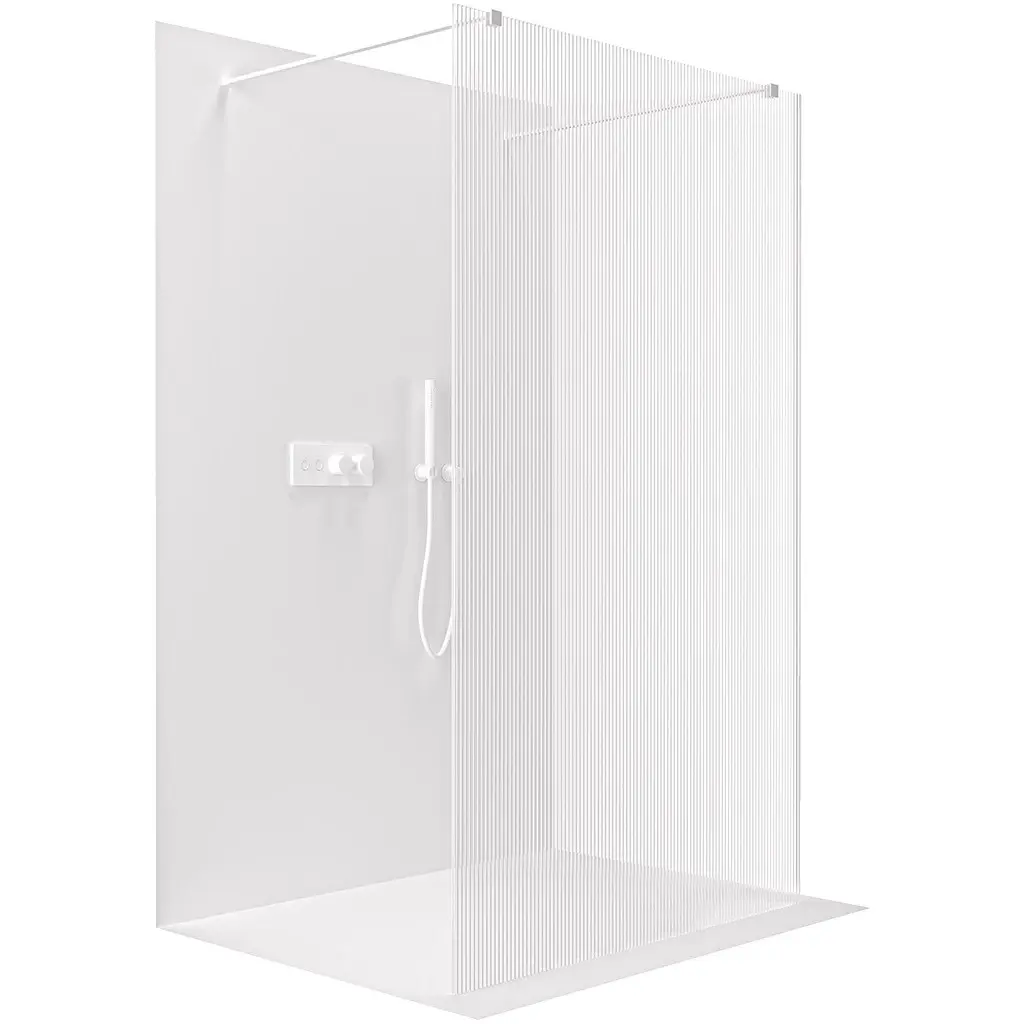 Sprchová zástěna Walk-in Onyx Duo L/P - 8 mm - hranatá vzpěra - bílá matná, rýhované sklo - 100x200 cm