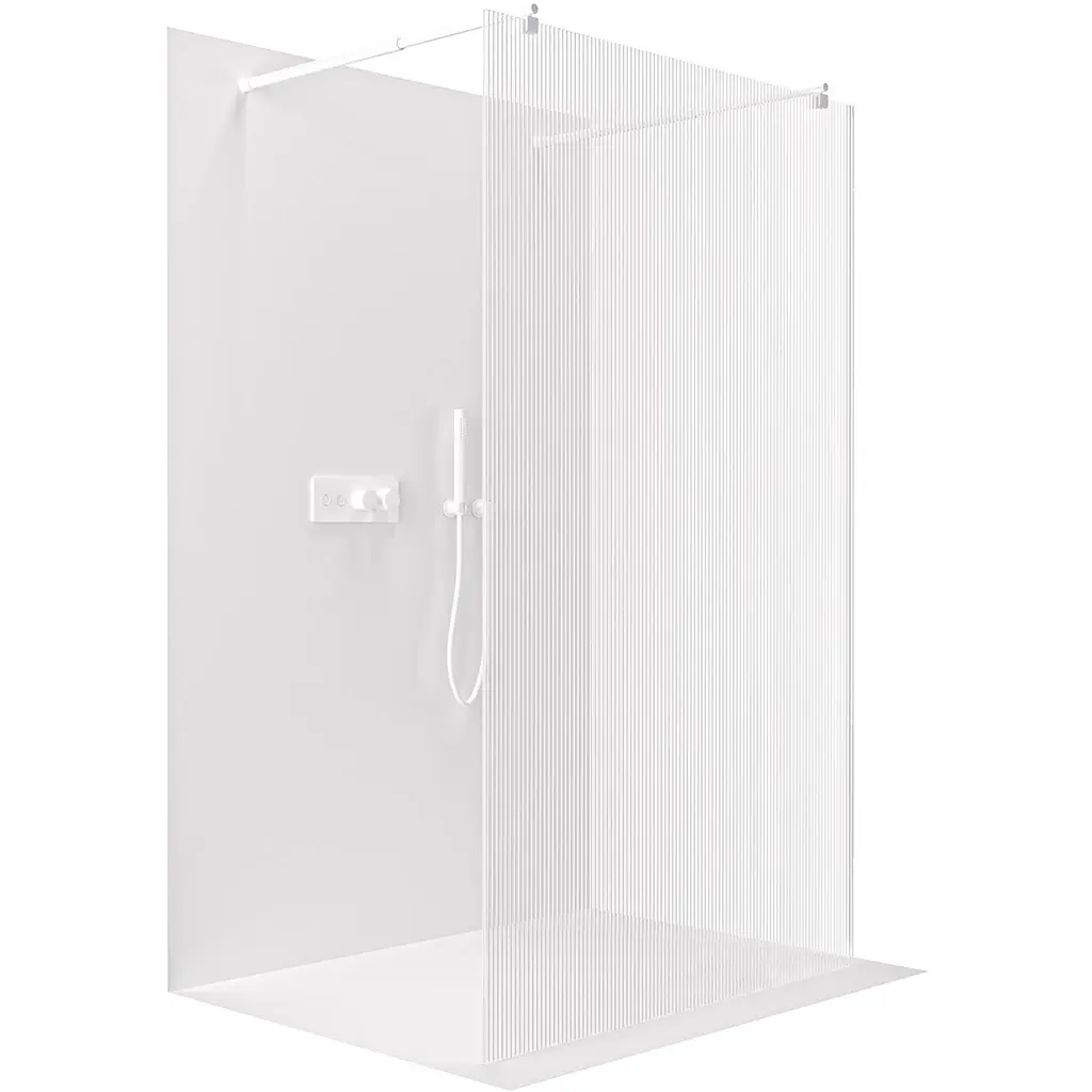 Sprchová zástěna Walk-in Onyx Duo L/P - 8 mm - kulatá vzpěra - bílá matná, rýhované sklo - 110x200 cm