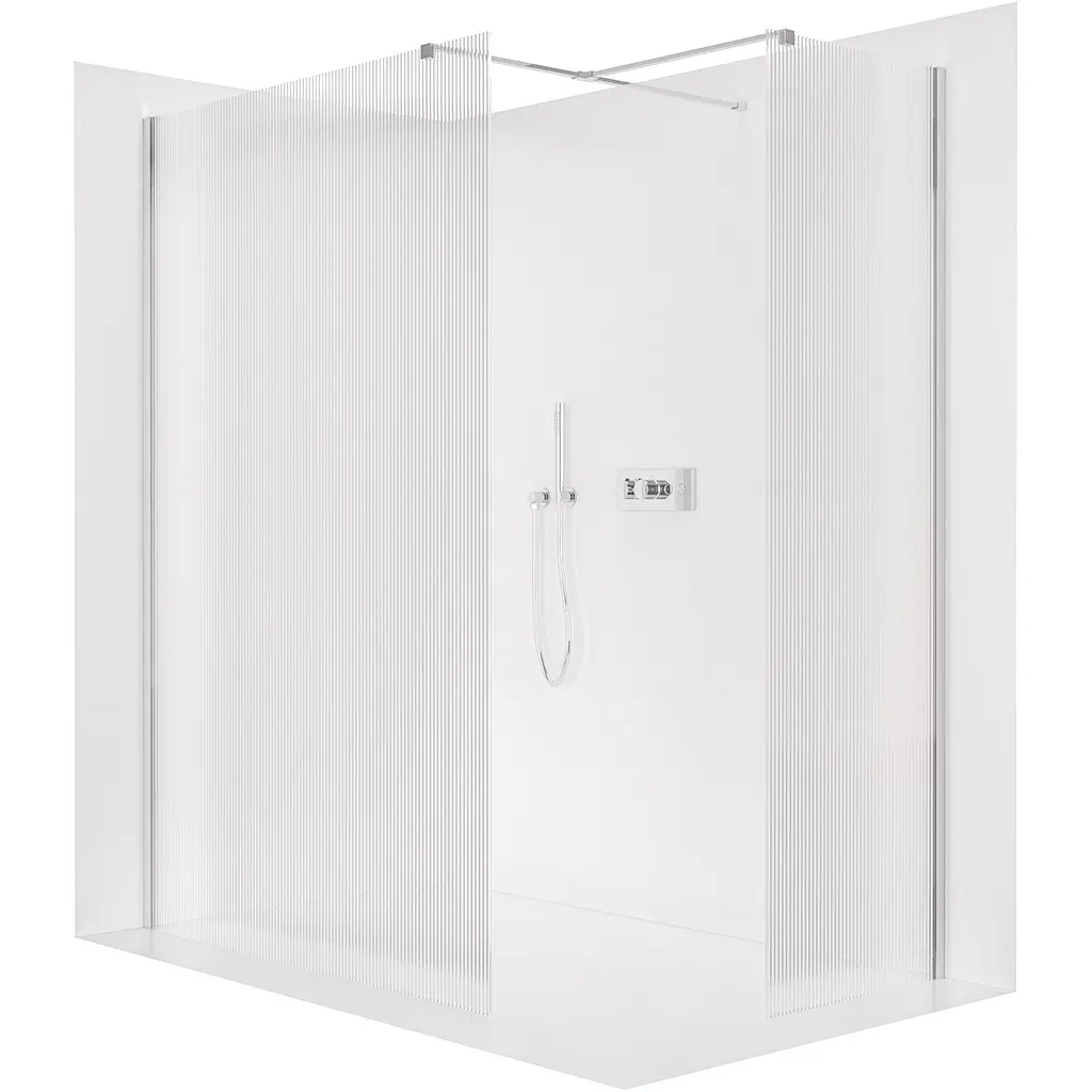 Sprchová zástěna Walk-in Onyx T L/P - 8 mm - hranatá vzpěra - chrom, rýhované sklo - 90x60x200 cm