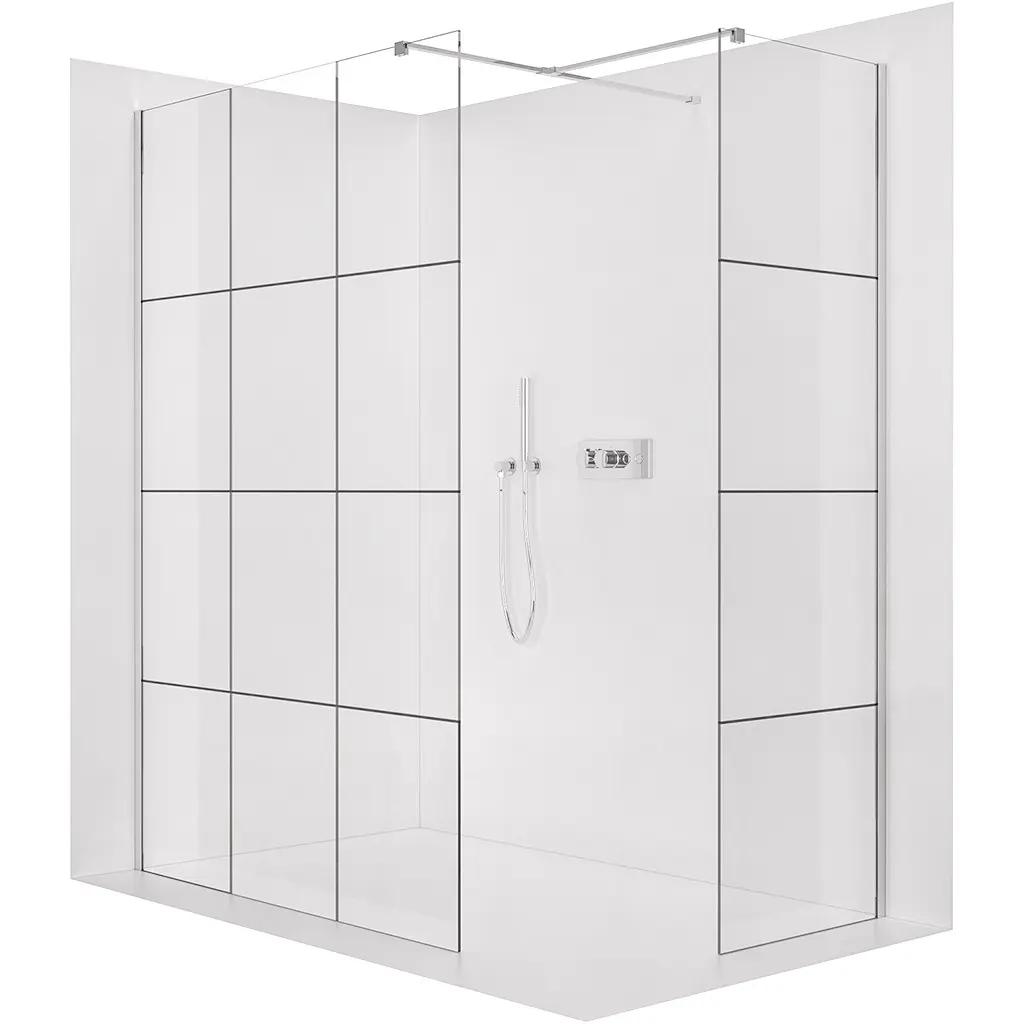 CERANO Sprchová zástěna Walk-in Onyx T L/P 8 mm hranatá vzpěra chrom, industriální sklo 120x90x200 CER-8050BD2765