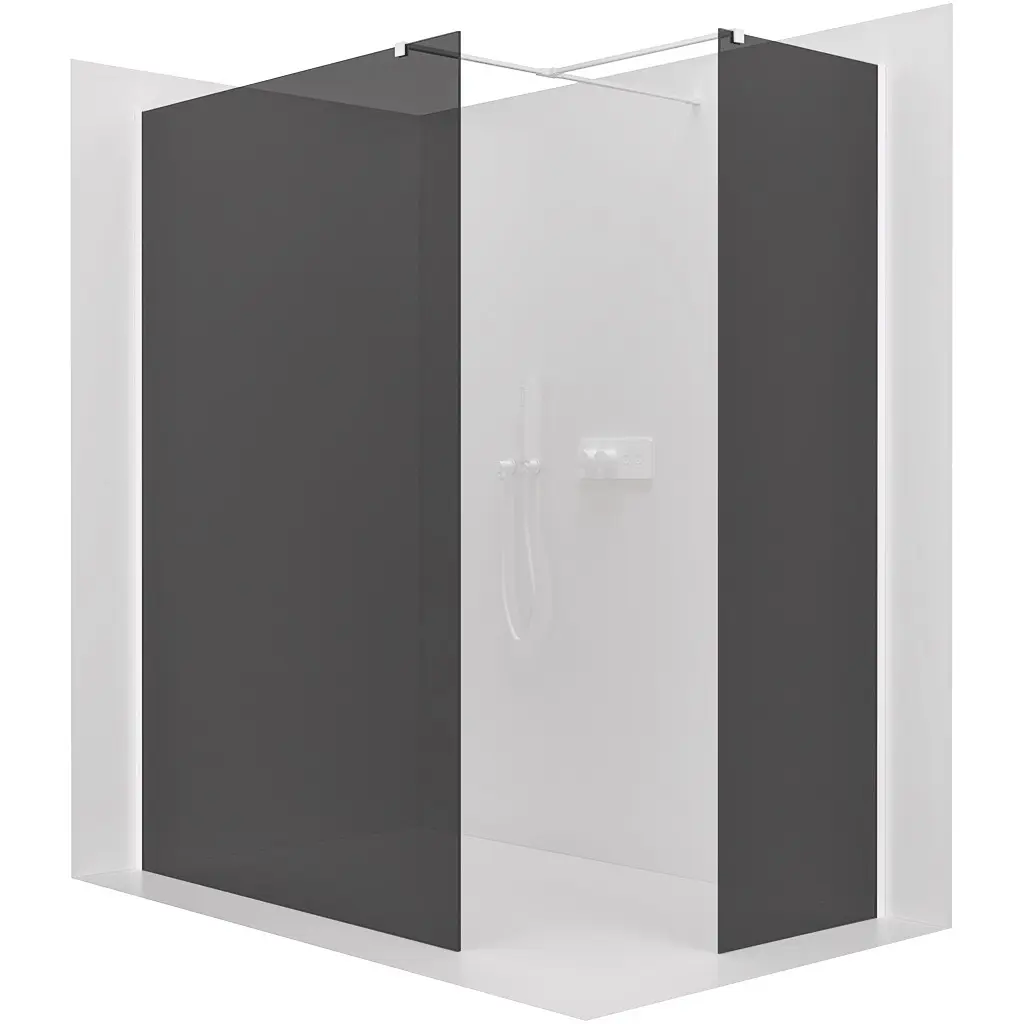 Sprchová zástěna Walk-in Onyx T L/P - 8 mm - hranatá vzpěra - bílá matná, grafitové sklo - 100x100x200 cm