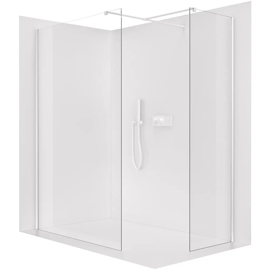 Sprchová zástěna Walk-in Onyx T L/P - 8 mm - hranatá vzpěra - bílá matná, transparentní sklo - 120x100x200 cm