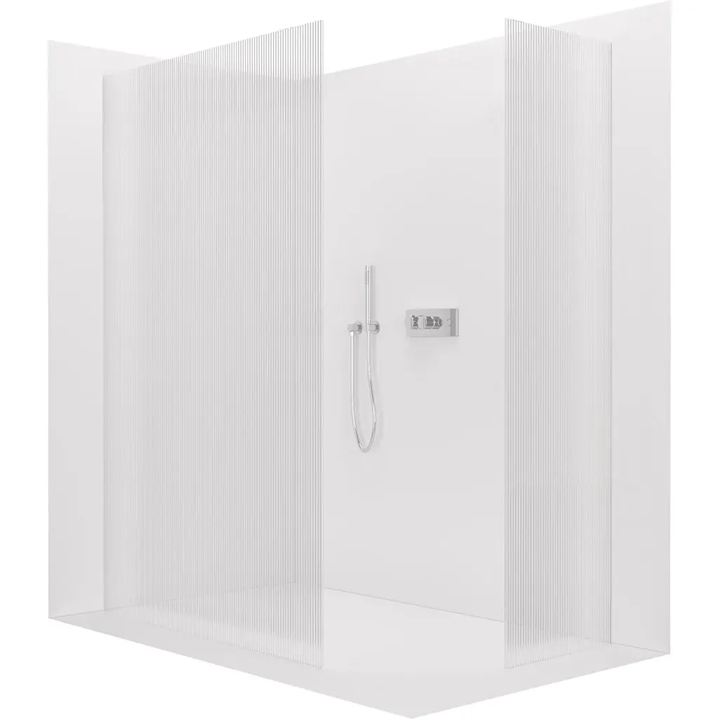 Sprchová zástěna Walk-in Crystal T L/P - 8 mm - bezvzpěrový systém - chrom, rýhované sklo - 150x60x200 cm