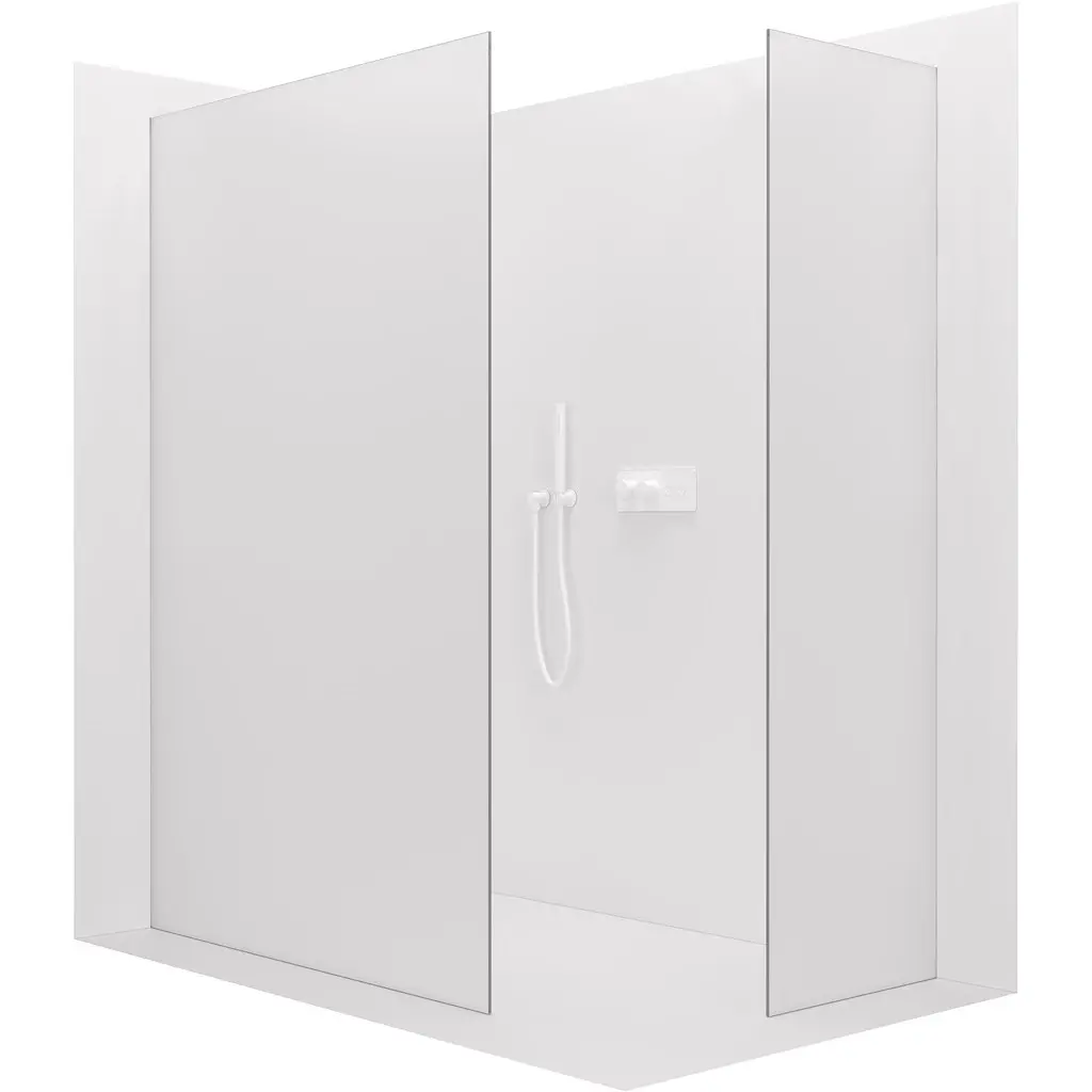 Sprchová zástěna Walk-in Crystal T L/P - 8 mm - bezvzpěrový systém - bílá matná, mléčné sklo - 100x90x200 cm