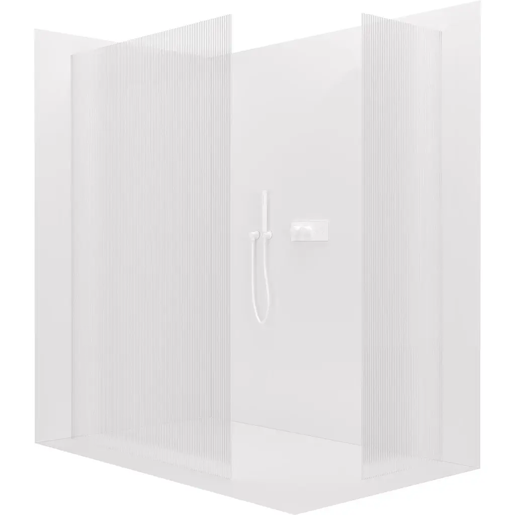 Sprchová zástěna Walk-in Crystal T L/P - 8 mm - bezvzpěrový systém - bílá matná, rýhované sklo - 90x50x200 cm