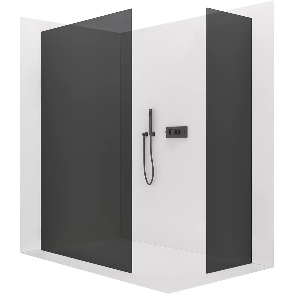 Sprchová zástěna Walk-in Crystal T L/P - 8 mm - bezvzpěrový systém - zlatá, grafitové sklo - 130x110x200 cm