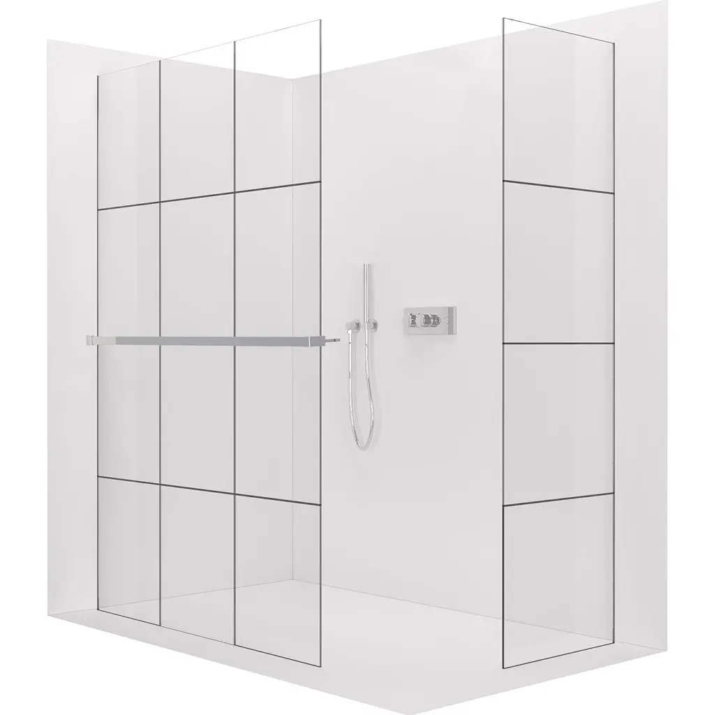 Sprchová zástěna Walk-in Crystal T L/P - 8 mm - bezvzpěrový systém + polička/držák na ručníky - chrom, industriální sklo - 160x120x200 cm