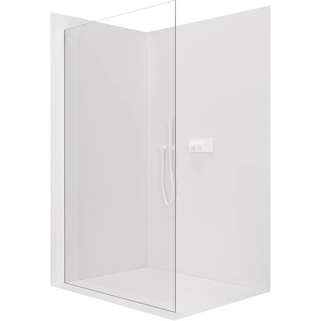 Sprchová zástěna Walk-in Crystal L/P - 8 mm - bezvzpěrový systém - bílá matná, transparentní sklo - 110x200 cm
