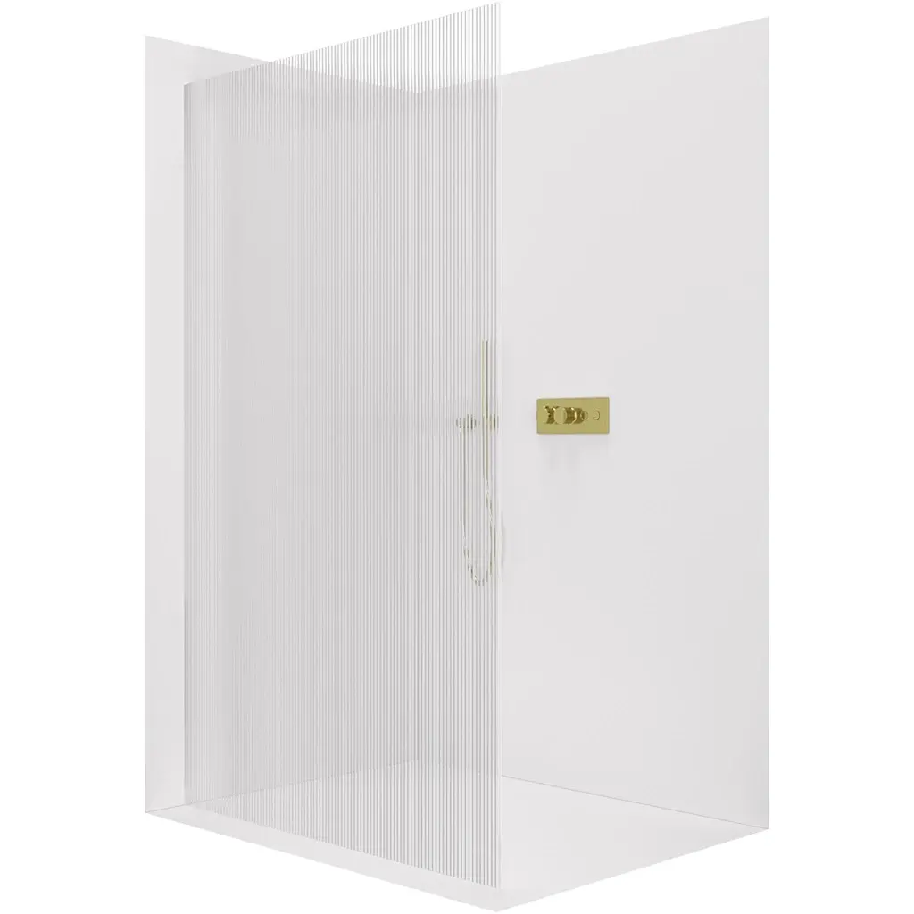 Sprchová zástěna Walk-in Crystal L/P - 8 mm - bezvzpěrový systém - zlatá, rýhované sklo - 110x200 cm