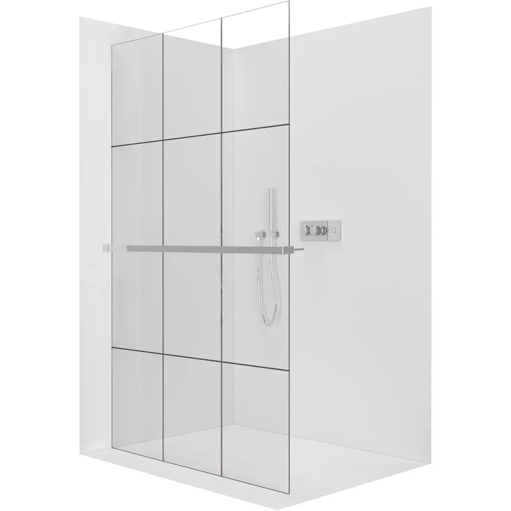Sprchová zástěna Walk-in Crystal L/P - 8 mm + polička/držák na ručníky - bezvzpěrový systém - chrom, industriální sklo - 120x200 cm