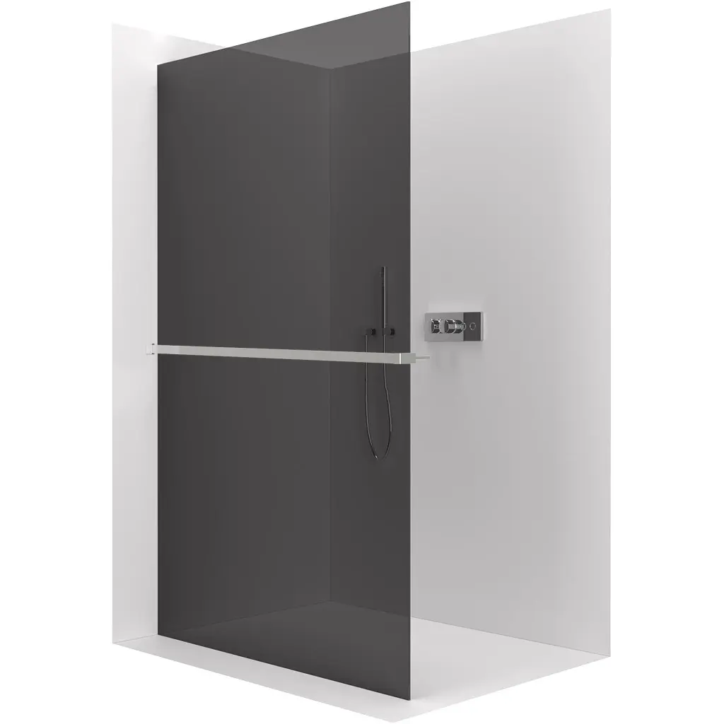 Sprchová zástěna Walk-in Crystal L/P - 8 mm + polička/držák na ručníky - bezvzpěrový systém - chrom, grafitové sklo - 160x200 cm