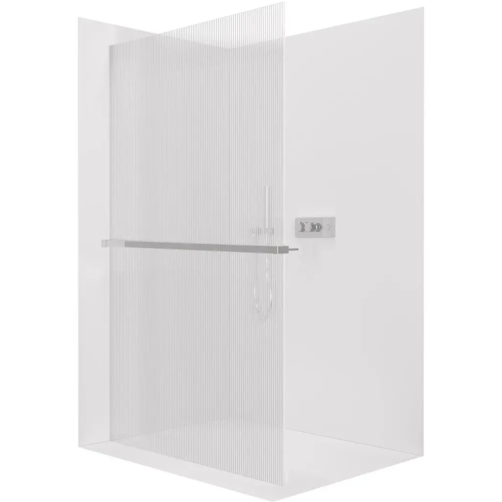 Sprchová zástěna Walk-in Crystal L/P - 8 mm + polička/držák na ručníky - bezvzpěrový systém - chrom, rýhované sklo - 110x200 cm