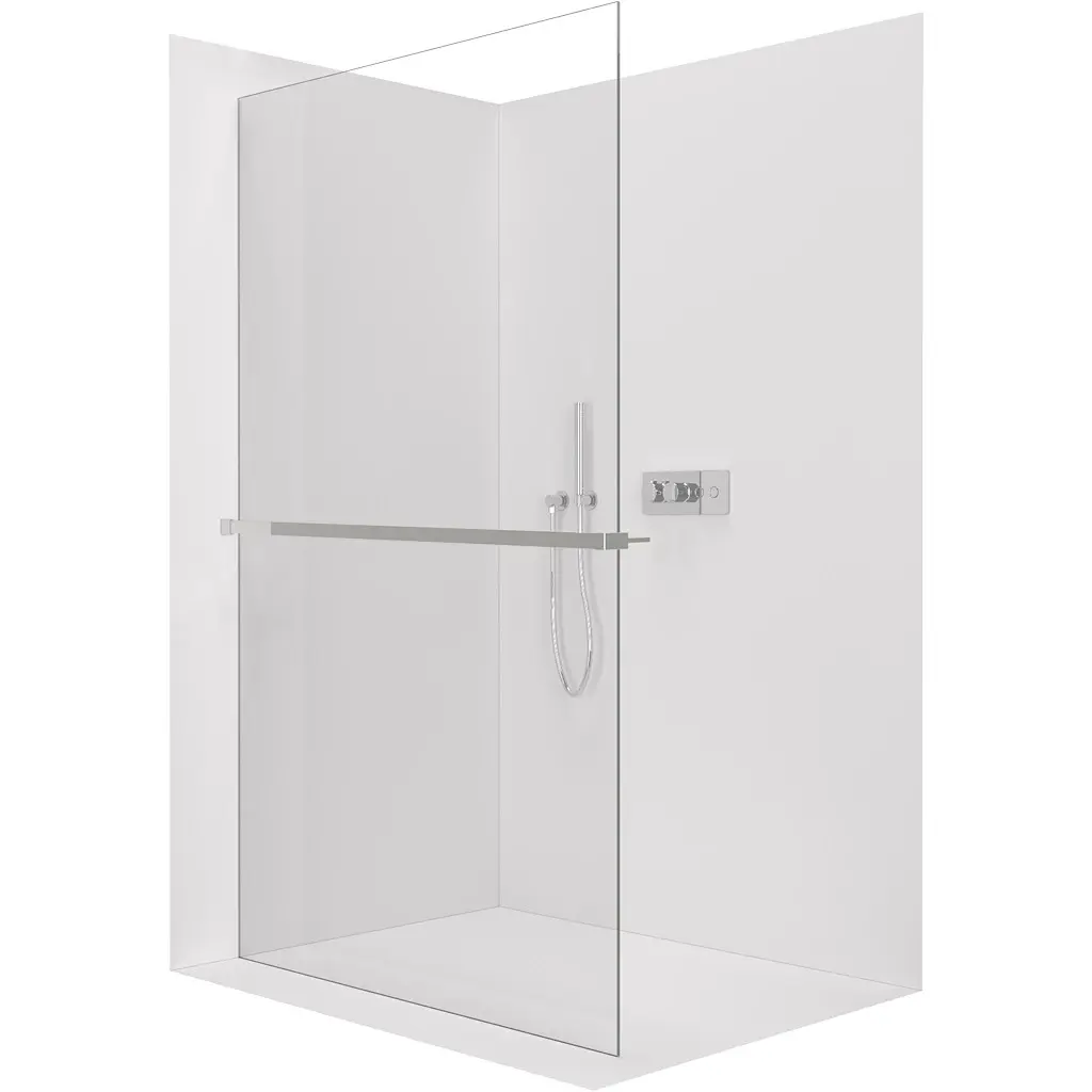 Sprchová zástěna Walk-in Crystal L/P - 8 mm + polička/držák na ručníky - bezvzpěrový systém - chrom, transparentní sklo - 110x200 cm
