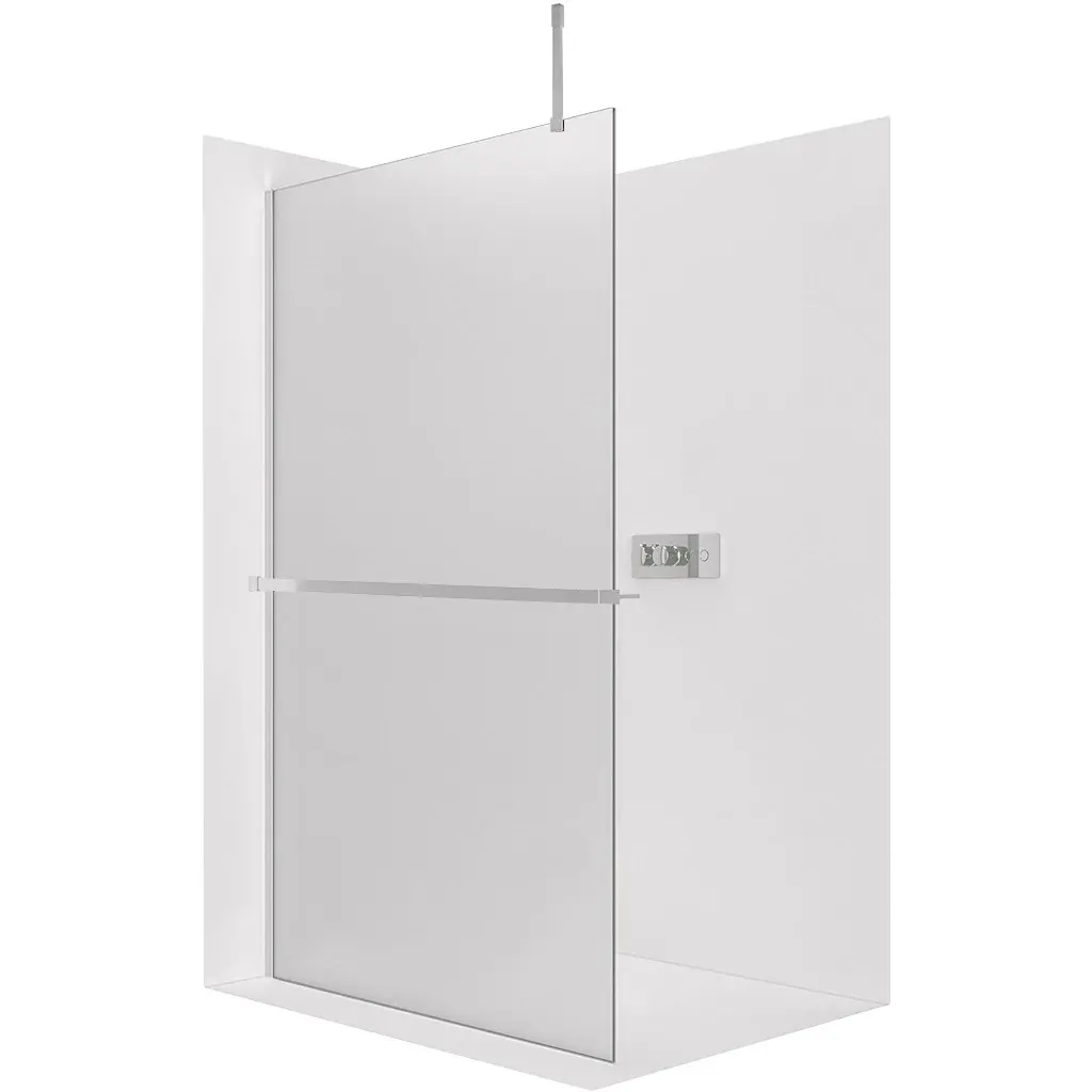 Sprchová zástěna Walk-in Onyx Top Cube L/P - 8 mm - hranatá vzpěra + polička/držák na ručníky - chrom, mléčné sklo - 110x200 cm