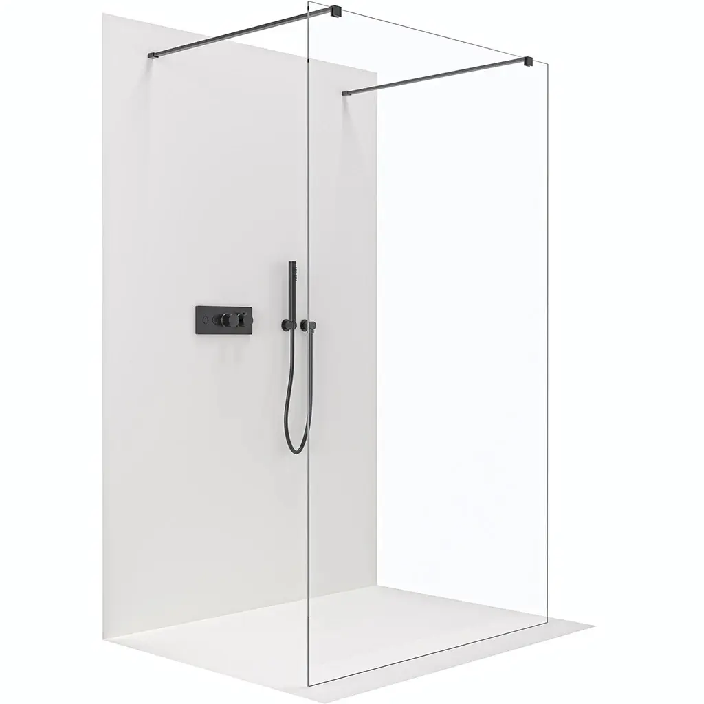 CERANO Sprchová zástěna Walk-in Onyx Duo L/P 10 mm hranatá vzpěra černá matná, transparentní sklo 160x200 CER-8050BD72551