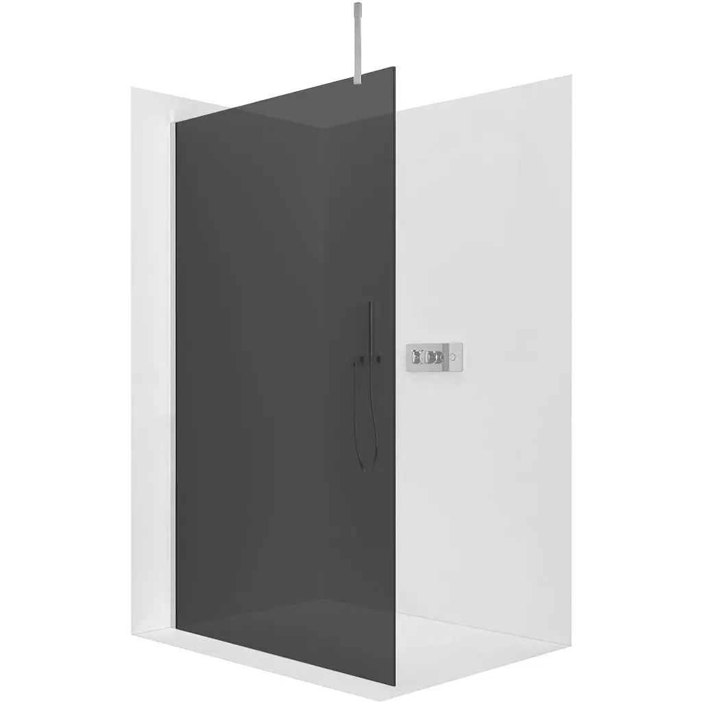 Sprchová zástěna Walk-in Onyx Top Cube L/P - 10 mm - hranatá vzpěra - chrom, grafitové sklo - 100x200 cm