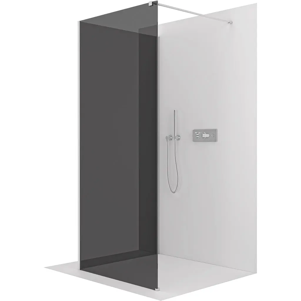 Sprchová zástěna Walk-in Onyx Corner Cube L/P - 8 mm - hranatá vzpěra - chrom, grafitové sklo - 80x50x200 cm