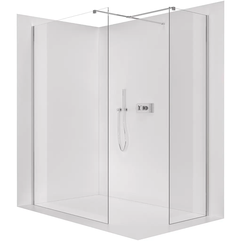 Sprchová zástěna Walk-in Onyx T L/P - 8 mm - hranatá vzpěra - chrom, transparentní sklo - 110x40x200 cm