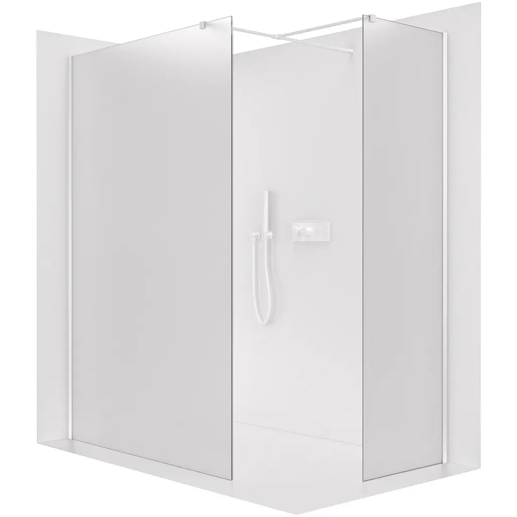 Sprchová zástěna Walk-in Onyx T L/P - 8 mm - hranatá vzpěra - bílá matná, mléčné sklo - 110x30x200 cm