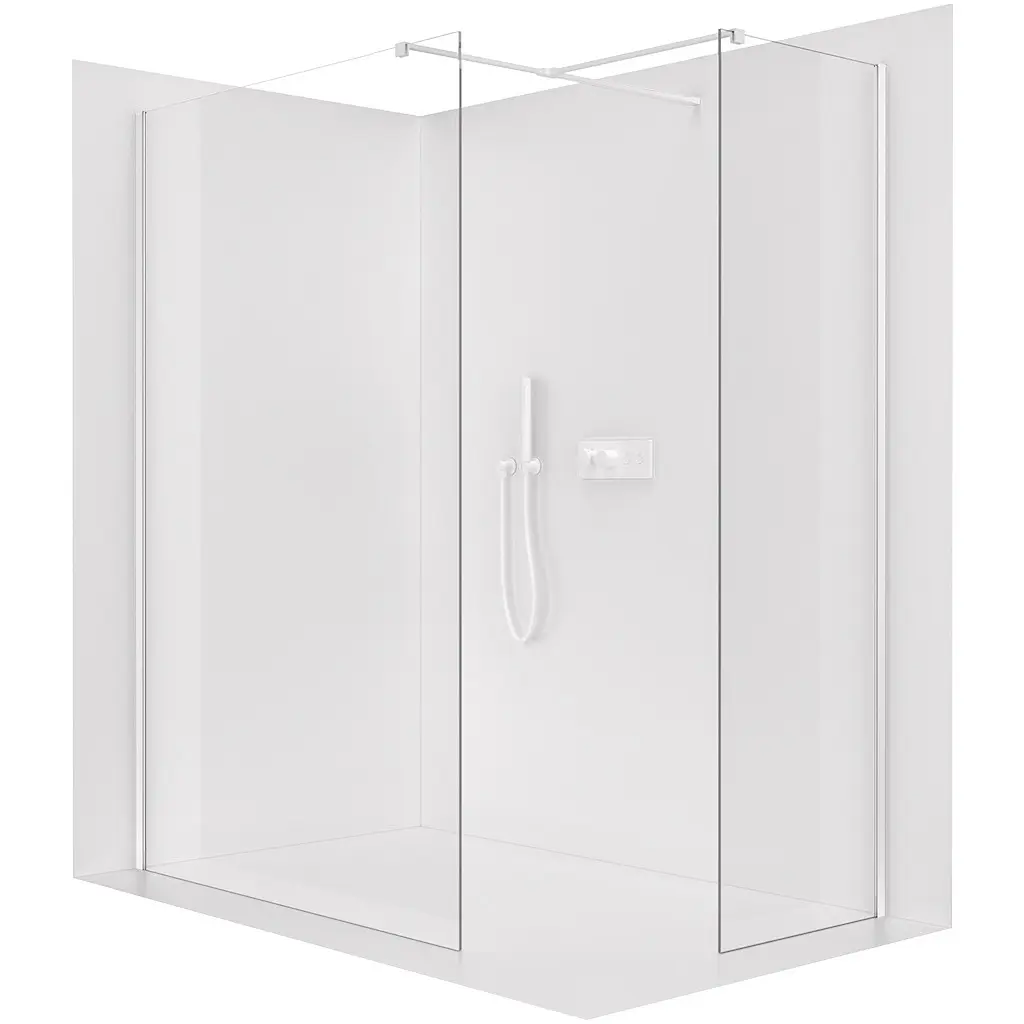 Sprchová zástěna Walk-in Onyx T L/P - 8 mm - hranatá vzpěra - bílá matná, transparentní sklo - 90x40x200 cm